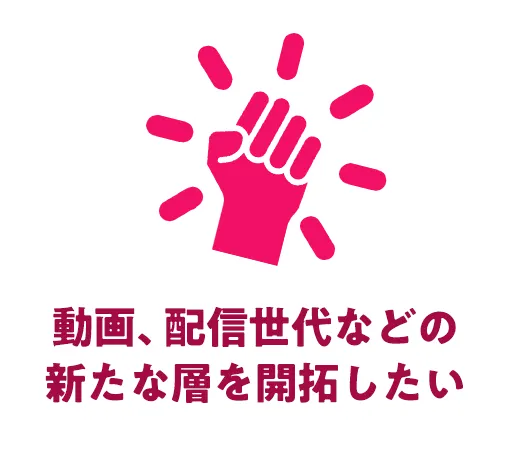 動画、配信世代などの新たな層を開拓したい